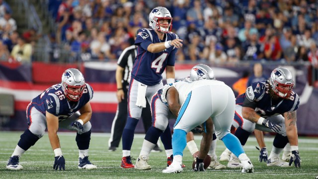 New England Patriots quarterback Jarrett Stidham (4)