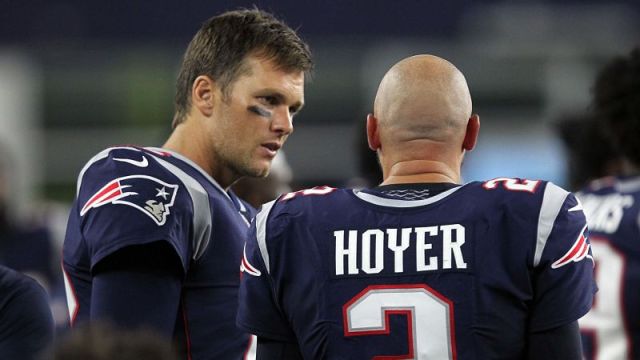 New England Patriots quarterbacks Tom Brady and Brian Hoyer