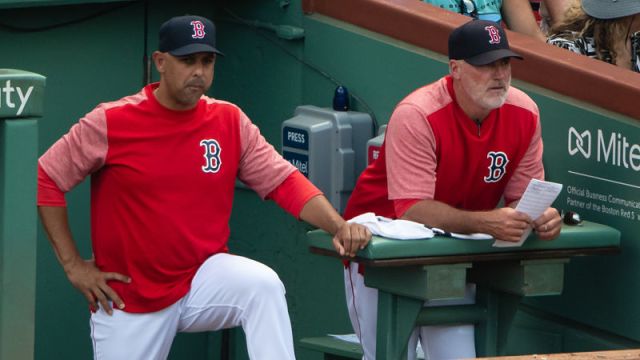 Boston Red Sox manager Alex Cora and pitching coach Dana LeVangie