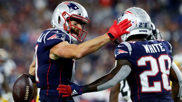 New England Patriots wide receiver Julian Edelman and running back James White