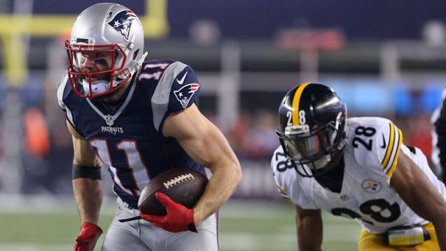 New England Patriots wide receiver Julian Edelman and Pittsburgh Steelers safety Sean Davis