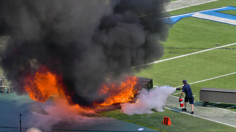 Nissan Stadium Field Bursts Into Flames Before Titans Vs. Colts 