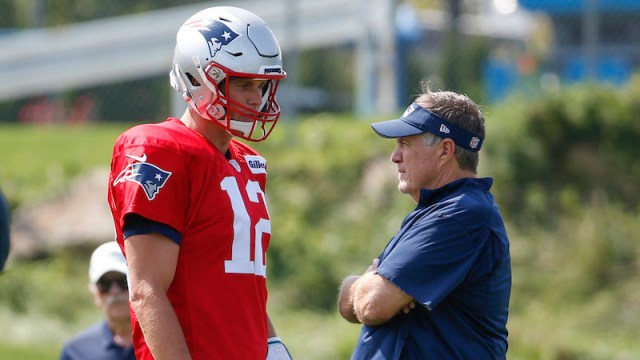 Former New England Patriots quarterback Tom Brady and head coach Bill Belichick