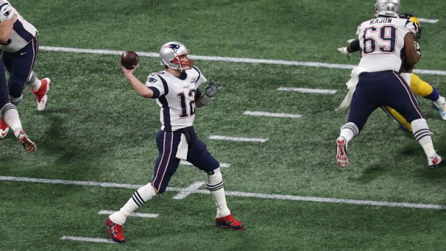 New England Patriots quarterback Tom Brady and right guard Shaq Mason