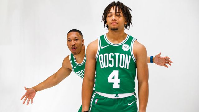 Boston Celtics forward Grant Williams and guard Carsen Edwards