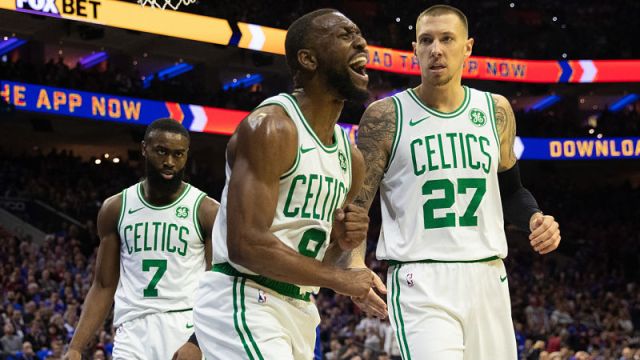 Boston Celtics guards Jaylen Brown and Kemba Walker