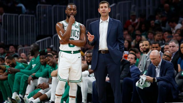 Boston Celtics head coach Brad Stevens and guard Kemba Walker