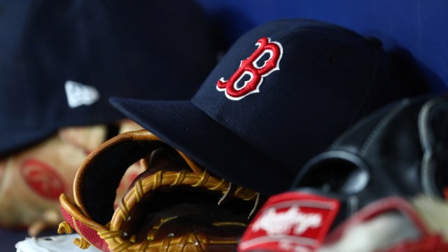 Boston Red Sox hats and gloves