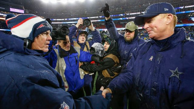 New England Patriots head coach Bill Belichick and Dallas Cowboys head coach Jason Garrett