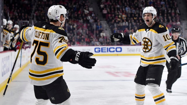 Boston Bruins' Connor Clifton And Anders Bjork