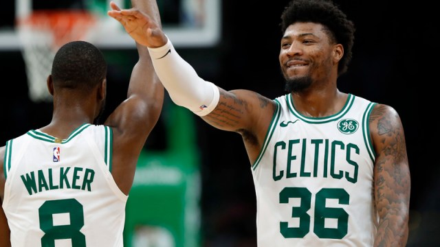 Boston Celtics' Kemba Walker And Marcus Smart