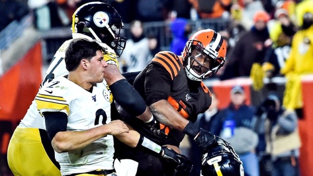 Pittsburgh Steelers Quarterback Mason Rudolph And Cleveland Browns Defensive End Myles Garrett