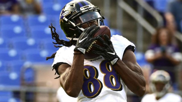 Baltimore Ravens wide receiver Quincy Adeboyejo
