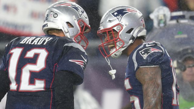 New England Patriots quarterback Tom Brady and wide receiver N'Keal Harry