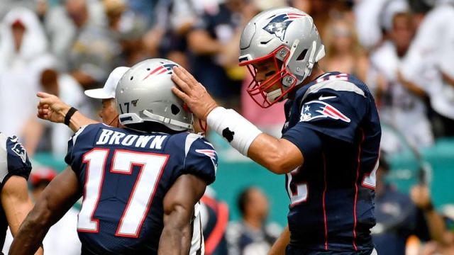 Tampa Bay Buccaneers quarterback Tom Brady and free agent wide receiver Antonio Brown