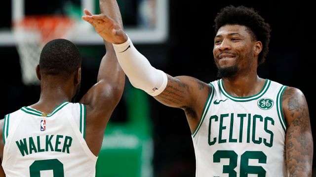 Boston Celtics guards Marcus Smart and Kemba Walker