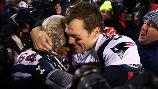New England Patriots linebacker Dont'a Hightower and quarterback Tom Brady