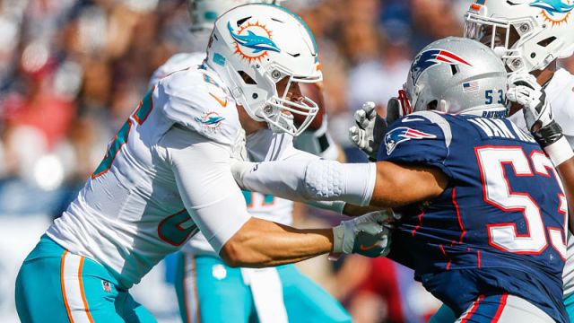 Miami Dolphins tight end Mike Gesicki and New England Patriots linebacker Kyle Van Noy