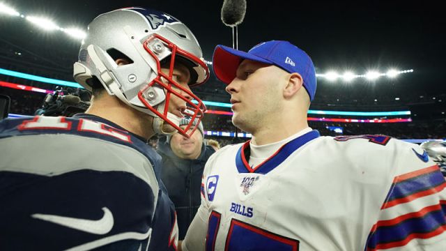 New England Patriots quarterback Tom Brady and Buffalo Bills quarterback Josh Allen
