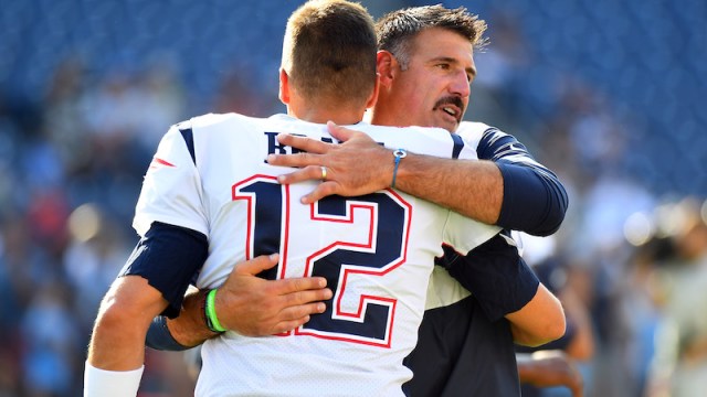 Patriots quarterback Tom Brady, Titans head coach Mike Vrabel