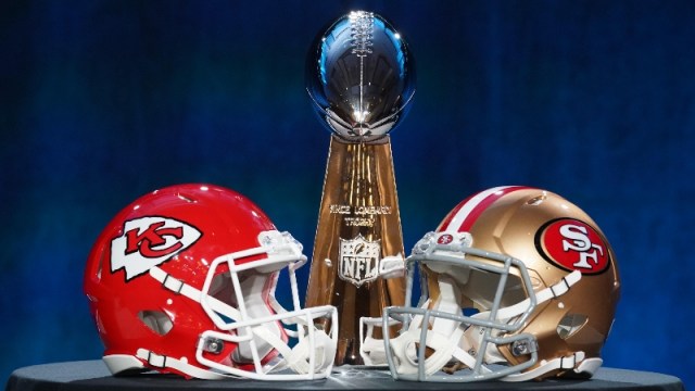Helmets for the Kansas City Chiefs and San Francisco 49ers