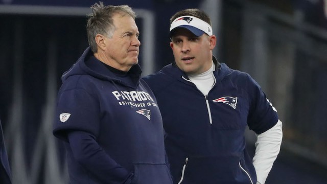 New England Patriots head coach Bill Belichick, and offensive coordinator Josh McDaniels
