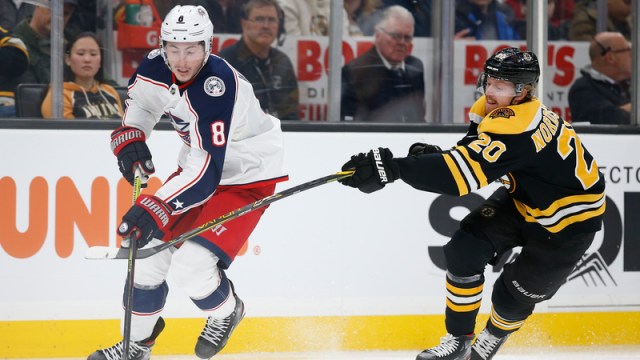 Boston Bruins Forward Joakim Nordstrom And Columbus Blue Jackets Defenseman Zach Werenski