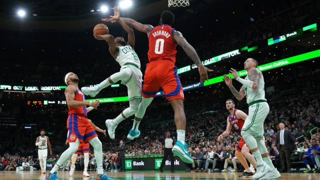 Detroit Pistons Center Andre Drummond and Boston Celtics Guard Kemba Walker