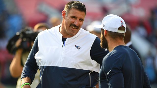 Tennessee Titans head coach Mike Vrabel and New England Patriots wide receiver Julian Edelman