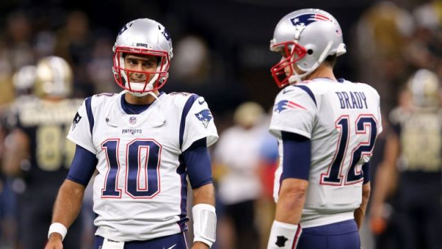 New England Patriots quarterbacks Tom Brady and Jimmy Garoppolo