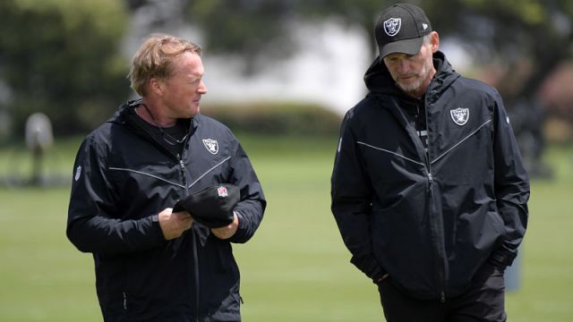 Las Vegas Raiders head coach Jon Gruden and general manager Mike Mayock