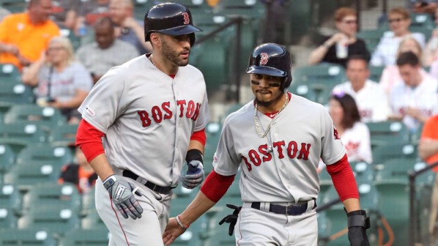 Boston Red Sox teammate Mookie Betts and J.D. Martinez