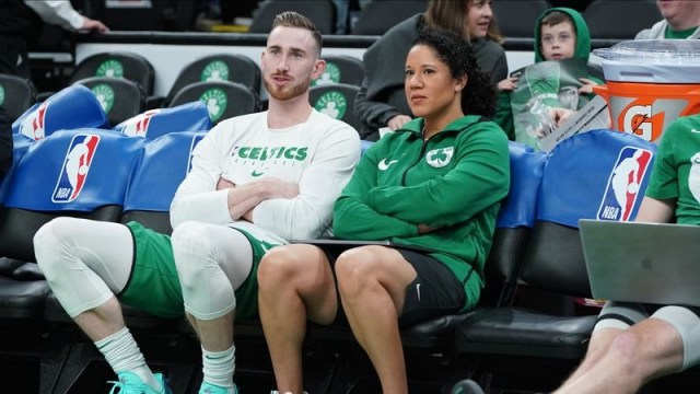 Boston Celtics forward Gordon Hayward and Celtics assistant coach Kara Lawson