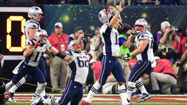 New England Patriots left guard Joe Thuney and Tampa Bay Buccaneers quarterback Tom Brady