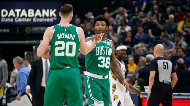 Boston Celtics forward Gordon Hayward and guard Marcus Smart
