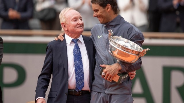 Rafael Nadal (right) and Rod Laver