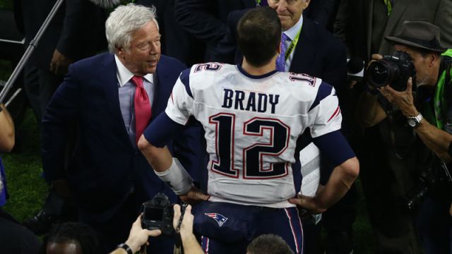 New England Patriots owner Robert Kraft and NFL quarterback Tom Brady