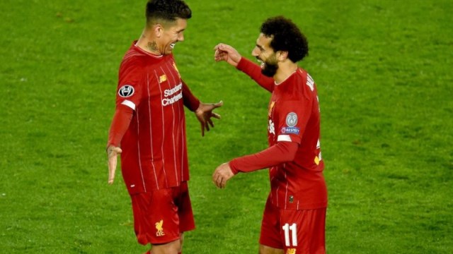 Liverpool forwards Roberto Firmino (left) and Mohamed Salah
