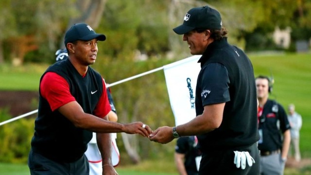 Golfers Tiger Woods, Phil Mickelson