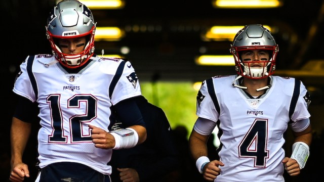 Patriots quarterbacks Tom Brady, Jarrett Stidham