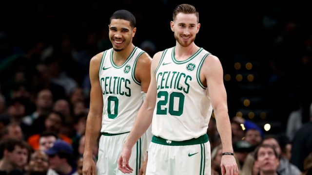 Boston Celtics forwards Jayson Tatum and Gordon Hayward