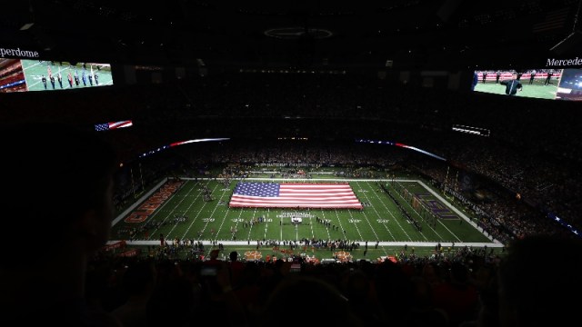 A general view of the Mercedes-Benz Superdome during the National Anthem before the College Football Playoff national championship game