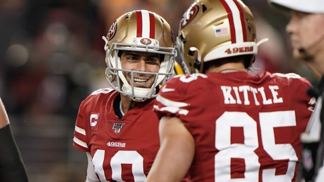 San Francisco 49ers quarterback Jimmy Garoppolo and tight end George Kittle