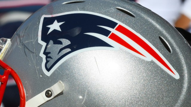 A detailed view of the New England Patriots helmet