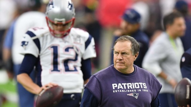 New England Patriots coach Bill Belichick and former quarterback Tom Brady