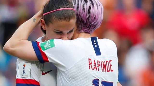 United States women's soccer team forwards Alex Morgan (left) and Megan Rapinoe