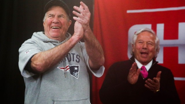 New England Patriots head coach Bill Belichick (left) and owner Robert Kraft