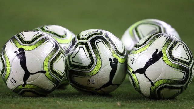 A general view of a Puma soccer balls
