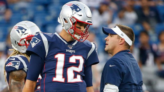 Tampa Bay Buccaneers quarterback Tom Brady and New England Patriots offensive coordinator Josh McDaniels
