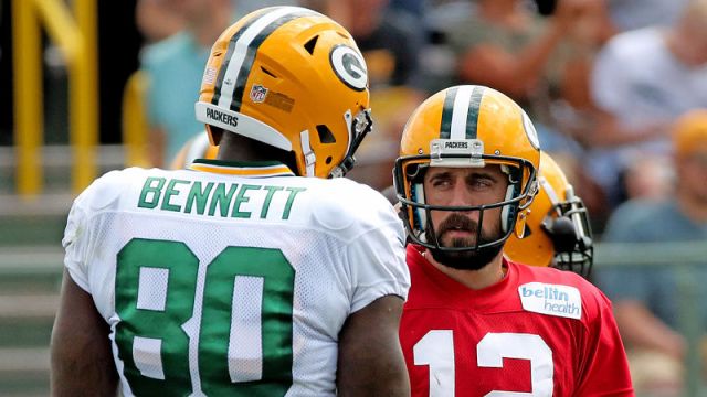 Former NFL tight end Martellus Bennett and Green Bay Packers quarterback Aaron Rodgers